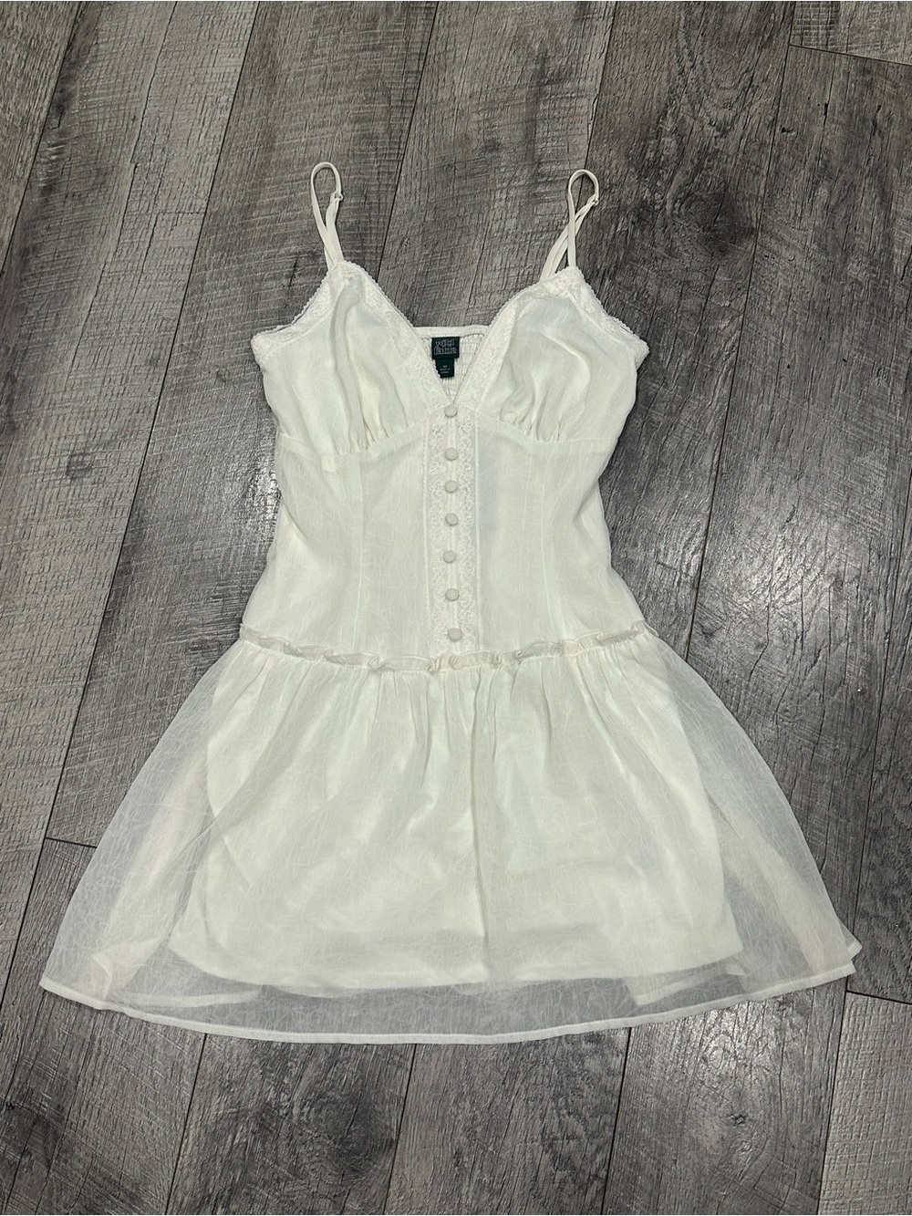 wild fable White Lace-Trim Mini Slip Dress